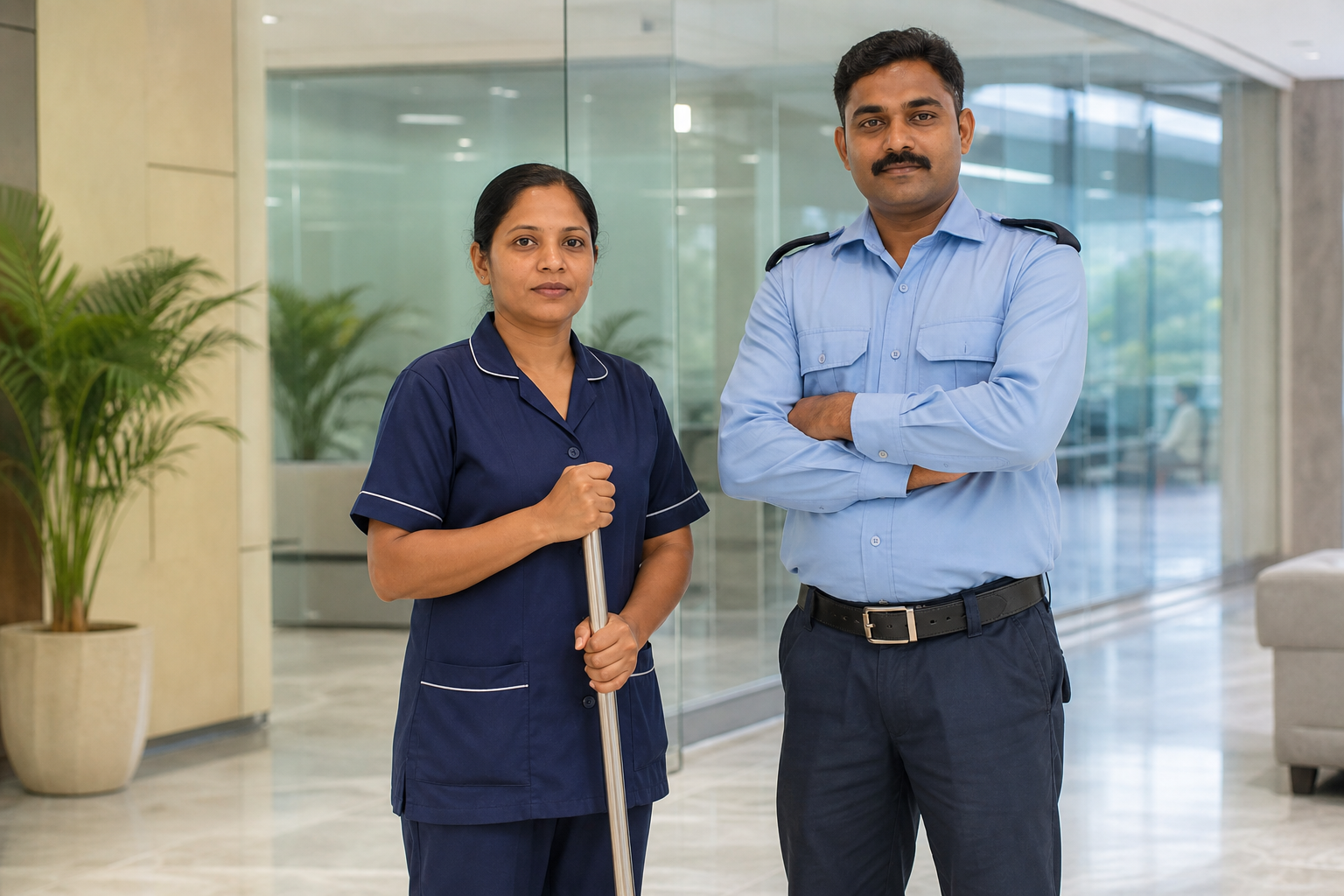 AS Facility Services housekeeping and security team in Hyderabad